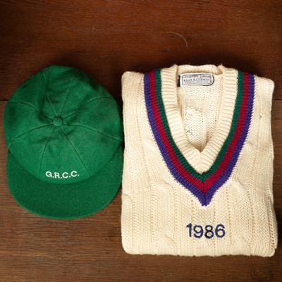 Lot 140 - A late 20th Century green wool cricket cap