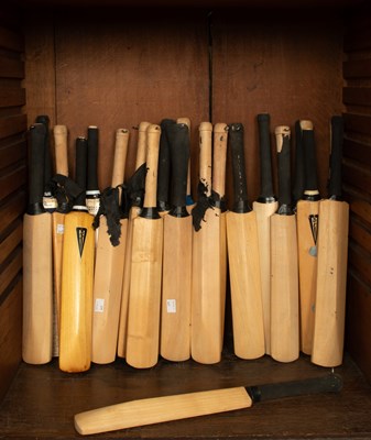 Lot 28 - A collection of twenty-one signed miniature commemorative cricket bats