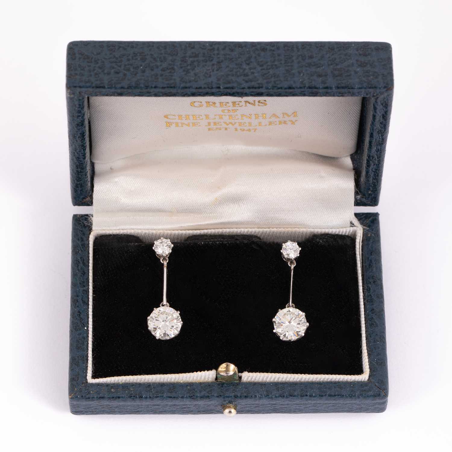 Lot 2 - A pair of diamond drop earrings