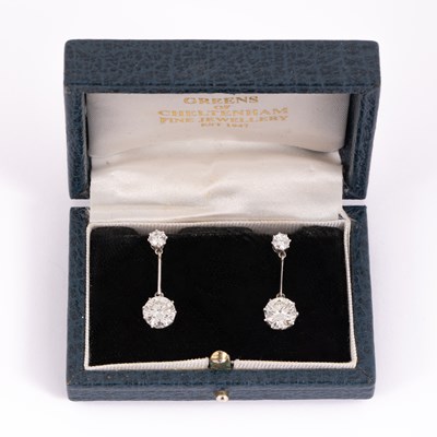 Lot 2 - A pair of diamond drop earrings