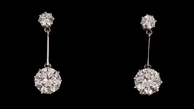 Lot 2 - A pair of diamond drop earrings