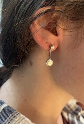 Lot 2 - A pair of diamond drop earrings