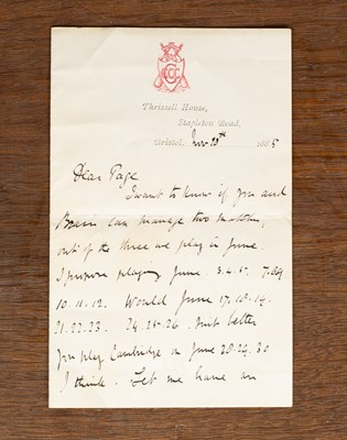 Lot 145 - W.G. Grace [William Gilbert Grace] Manuscript autograph Letter 1885