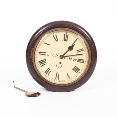 Lot 842 - A mahogany cased Lancashire, Yorkshire Railway and London & North Western Railway Fusee Clock