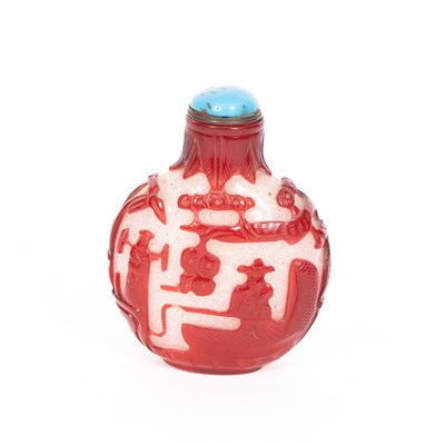 Lot 857 - A Beijing glass and red overlay glass snuff bottle