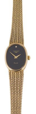 Lot 677 - A lady's 9ct yellow gold Longines quartz wristwatch