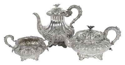 Lot 578 - A George IV silver part tea set