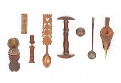 Lot 872 - A 19th Century carved treen bodkin case