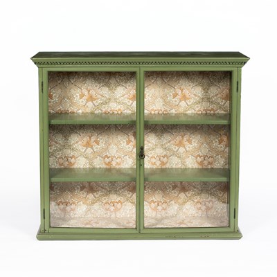Lot 802 - A George III style and later green painted hanging cabinet