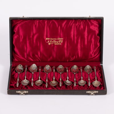 Lot 122 - A set of German 800 standard silver coffee spoons