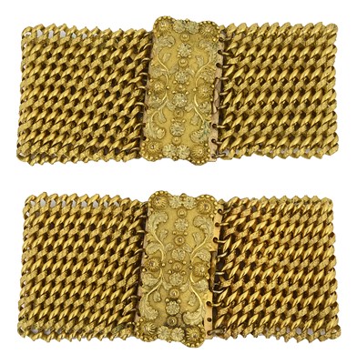 Lot 646 - A pair of early 19th Century pinchbeck cuff bracelets