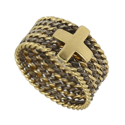 Lot 653 - Helen Newman: A yellow metal and silver ring