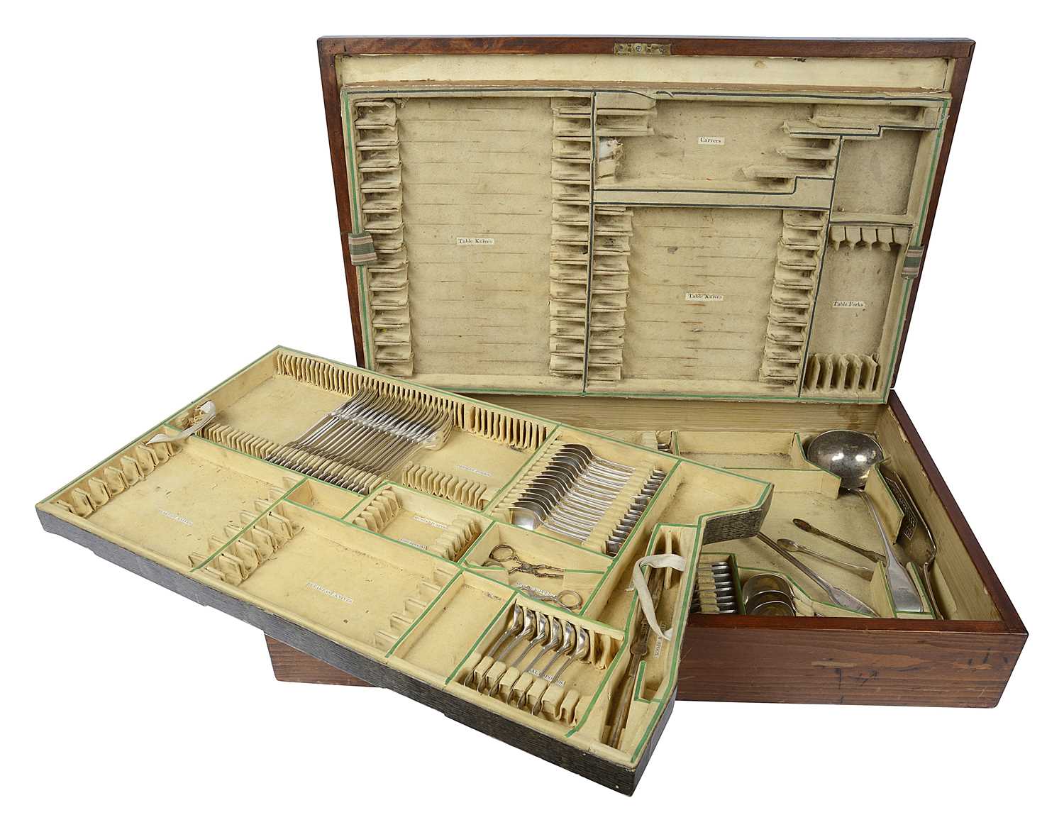 Lot 606 - A part canteen of George III silver flatware