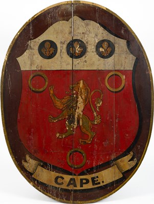 Lot 943 - A large oval armorial panel