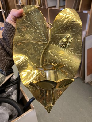 Lot 8 - A pair of Aesthetic movement brass wall sconces