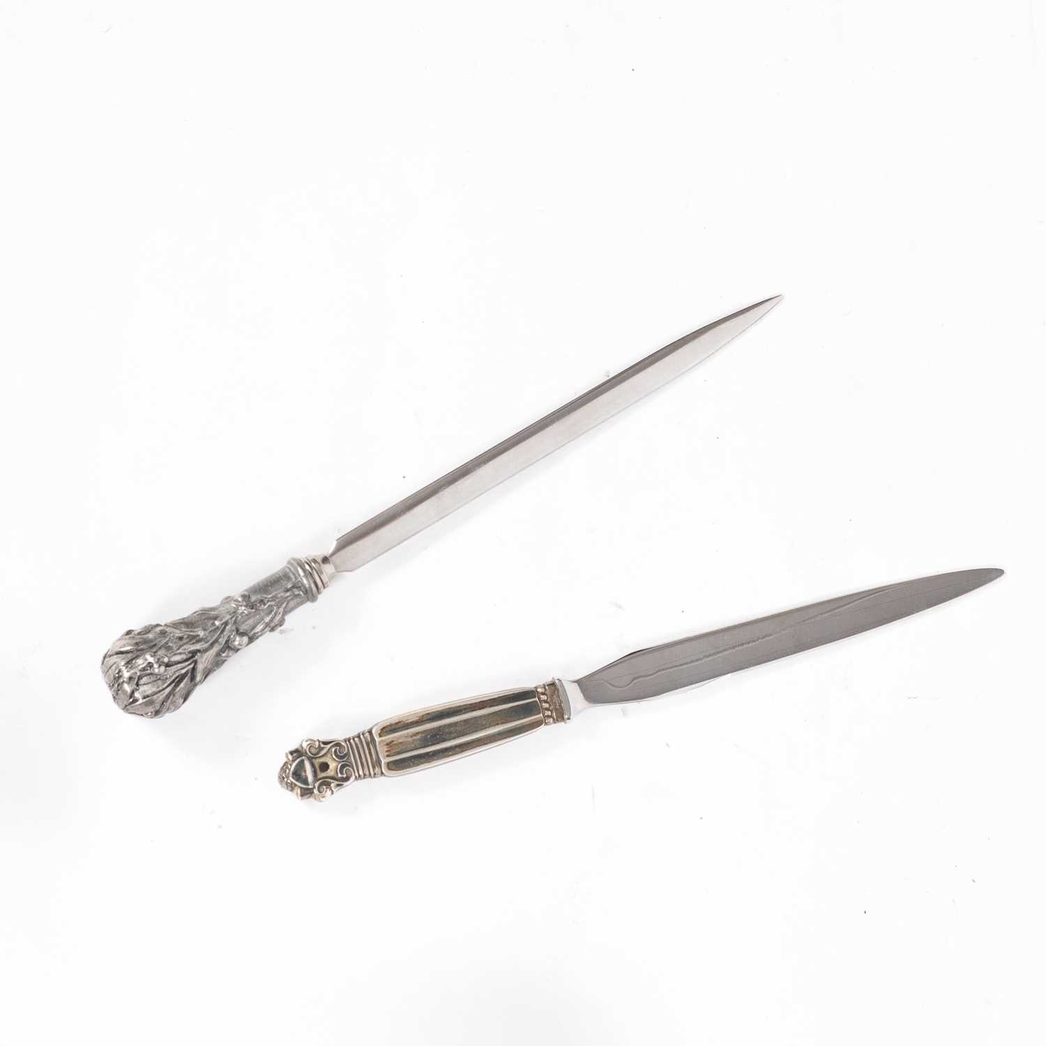 Lot 16 - A Georg Jensen acorn pattern silver handled letter knife