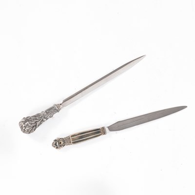 Lot 16 - A Georg Jensen acorn pattern silver handled letter knife