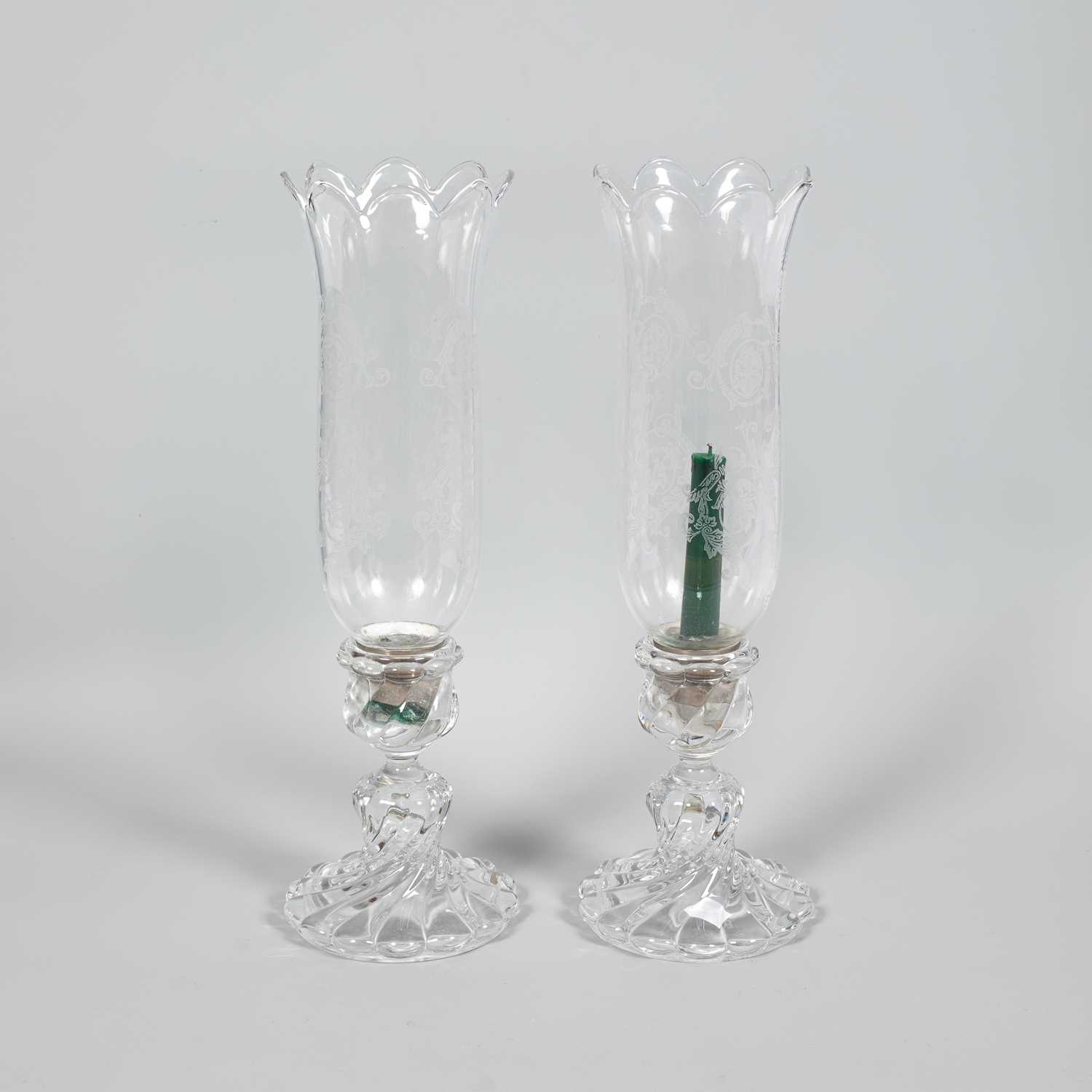 Lot 17 - A pair of Baccarat glass storm lanterns