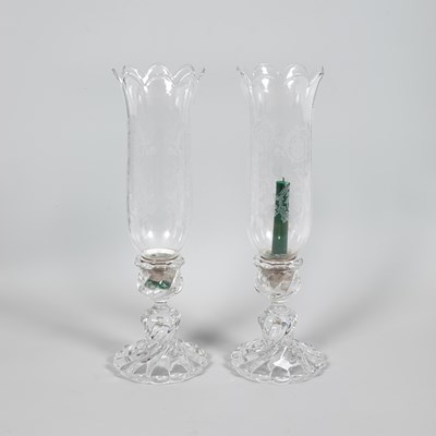 Lot 17 - A pair of Baccarat glass storm lanterns