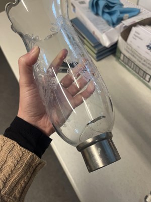 Lot 17 - A pair of Baccarat glass storm lanterns