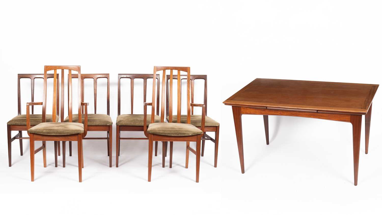 Lot 46 - A teak rectangular extending dining table and a set of four matching chairs