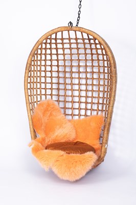 Lot 110 - A mid 20th Century cane and wicker hanging chair