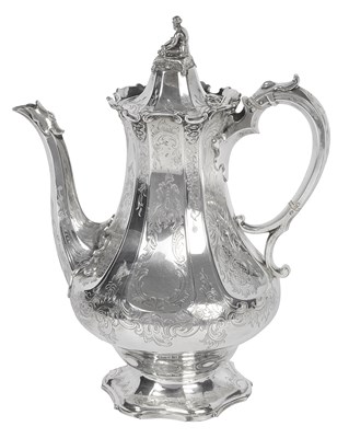 Lot 590 - A Victorian silver coffee pot