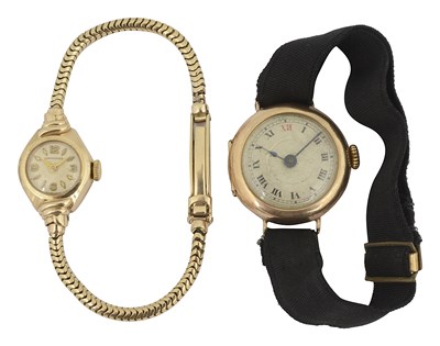 Lot 683 - A 9ct gold cased open faced wristwatch