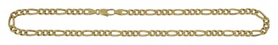 Lot 666 - An 18ct gold flattened figaro-link neck chain