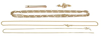 Lot 667 - A 9ct gold flattened figaro-link neck chain