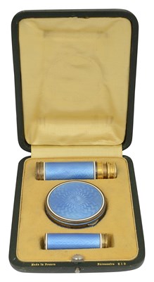 Lot 700 - A French silver gilt and enamel necessaire