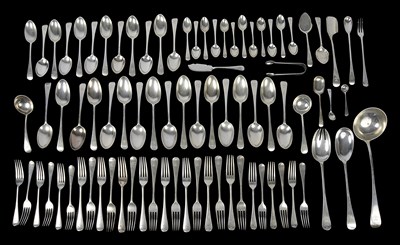 Lot 566 - A part service of old English pattern silver flatware