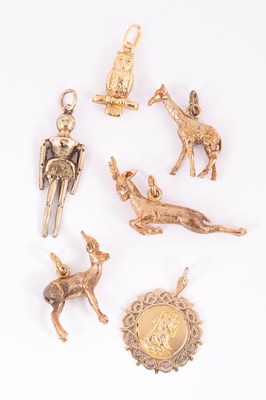 Lot 98 - Six 9ct gold charms