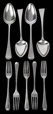 Lot 567 - A set of four George III silver table spoons