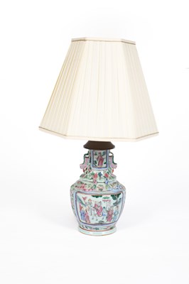 Lot 860 - A Cantonese vase converted as a table lamp