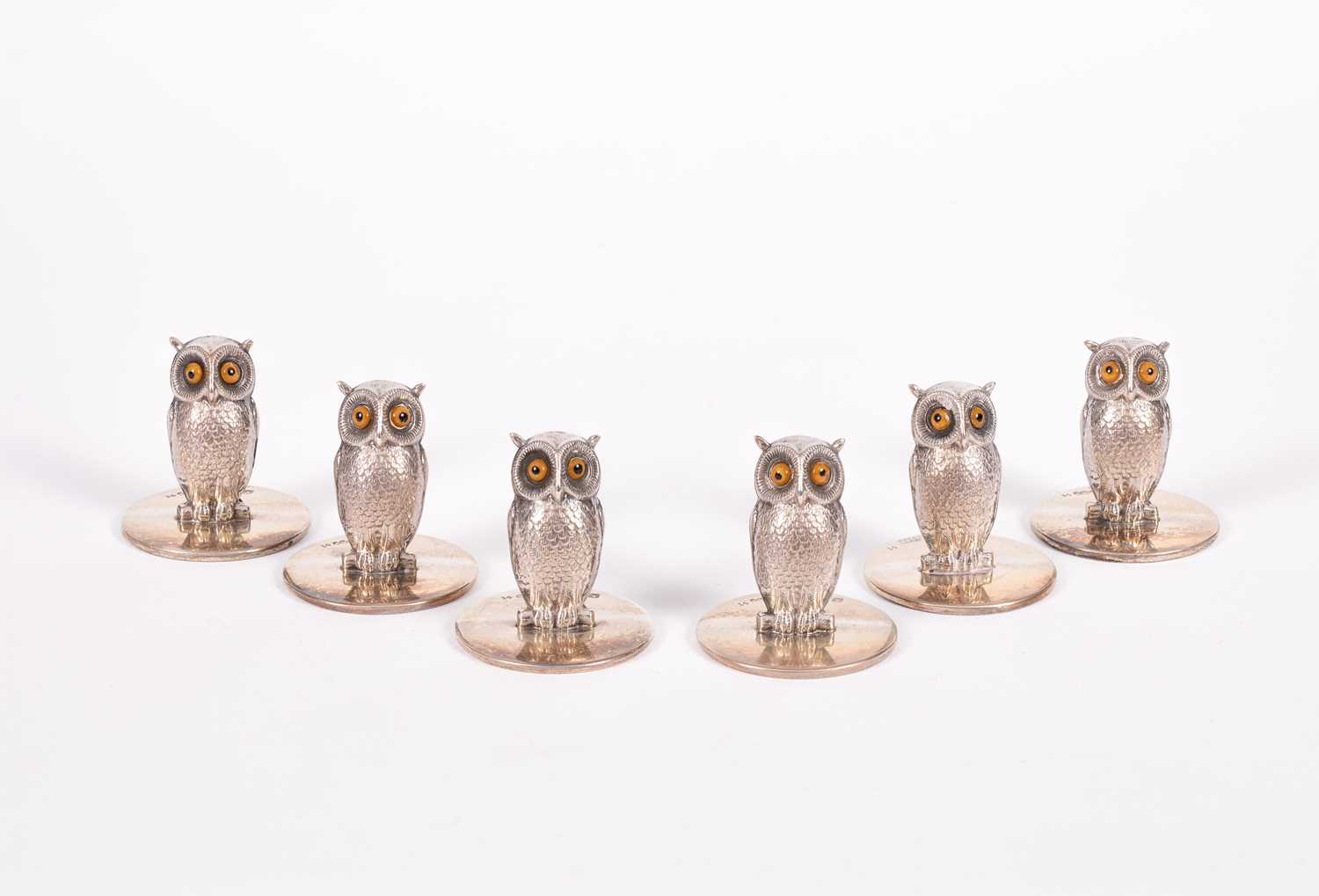 Lot 71 - A set of six Edwardian novelty silver menu holders