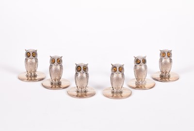 Lot 71 - A set of six Edwardian novelty silver menu holders