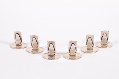 Lot 71 - A set of six Edwardian novelty silver menu holders