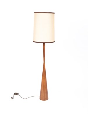 Lot 128 - A mid Century teak hourglass form floor lamp