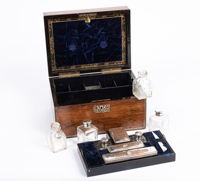 Lot 894 - A Victorian rosewood travelling dressing case