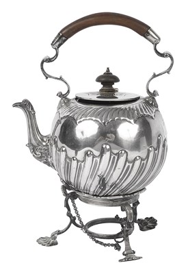 Lot 614 - A Victorian silver tea kettle