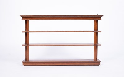 Lot 225 - A set of mahogany and satinwood banded wall-hanging display shelves