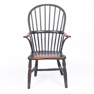 Lot 744 - A green painted Windsor type armchair