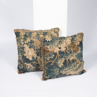 Lot 914 - A pair of Brussels verdure tapestry cushions