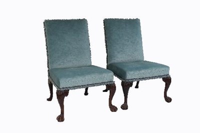 Lot 86 - A pair of George II mahogany side chairs with...