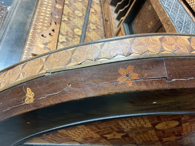 Lot 380 - A Japanese Hakone parquetry and marquetry cylinder roll top bureau