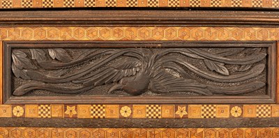 Lot 380 - A Japanese Hakone parquetry and marquetry cylinder roll top bureau