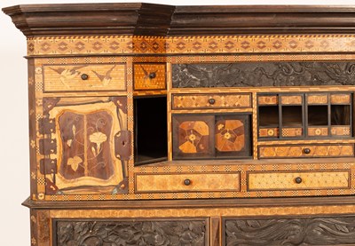 Lot 380 - A Japanese Hakone parquetry and marquetry cylinder roll top bureau