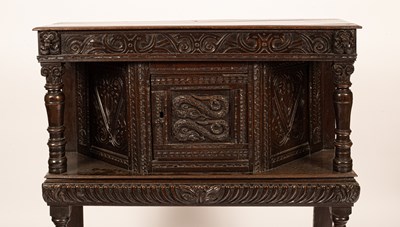 Lot 392 - A Charles I oak livery cupboard