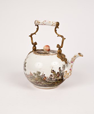 Lot 222 - A Meissen globular kettle